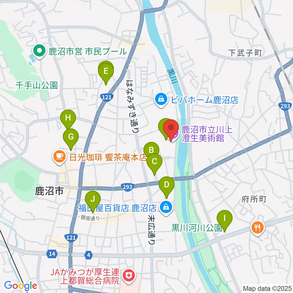 鹿沼市立川上澄生美術館周辺の駐車場・コインパーキング一覧地図
