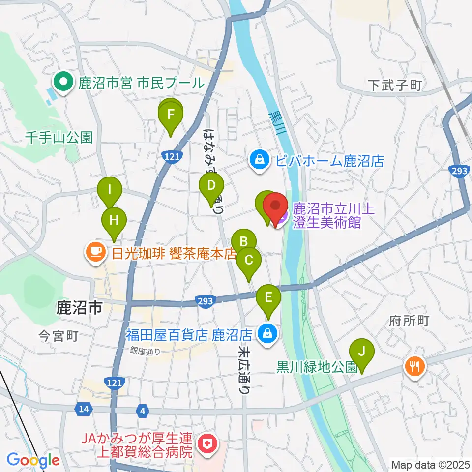 鹿沼市立川上澄生美術館周辺の駐車場・コインパーキング一覧地図