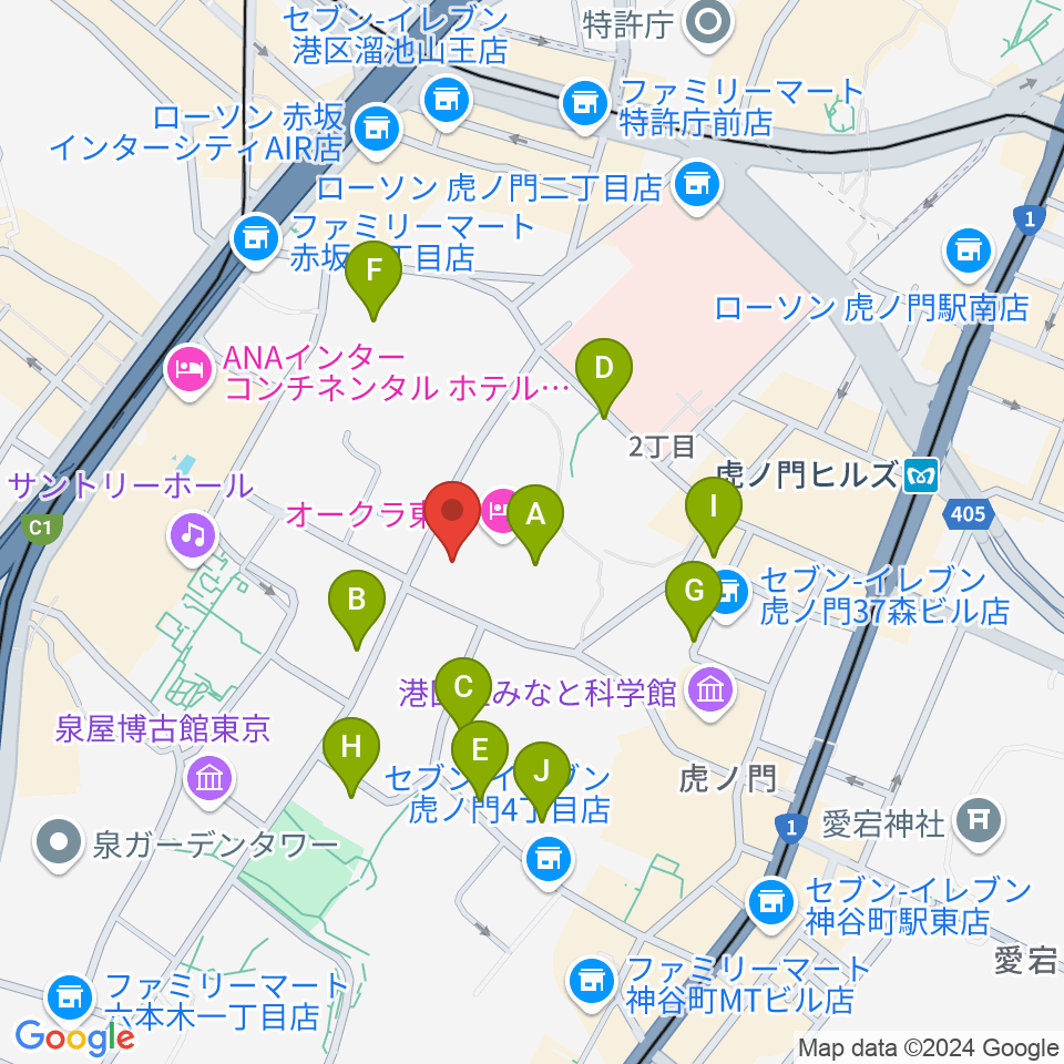 大倉集古館周辺の駐車場・コインパーキング一覧地図