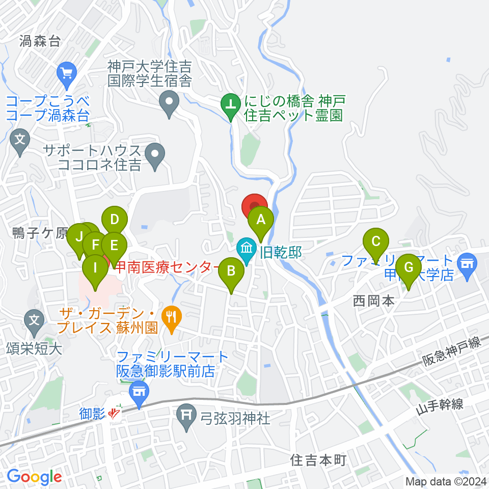 白鶴美術館周辺の駐車場・コインパーキング一覧地図