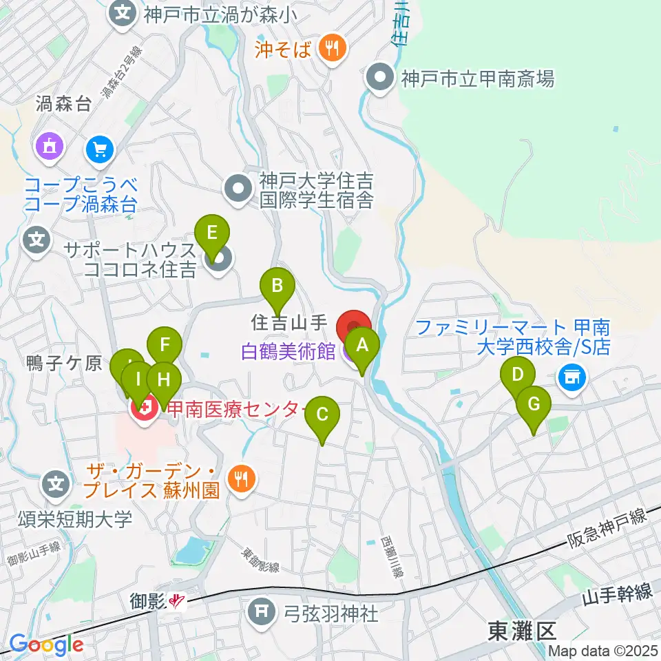 白鶴美術館周辺の駐車場・コインパーキング一覧地図