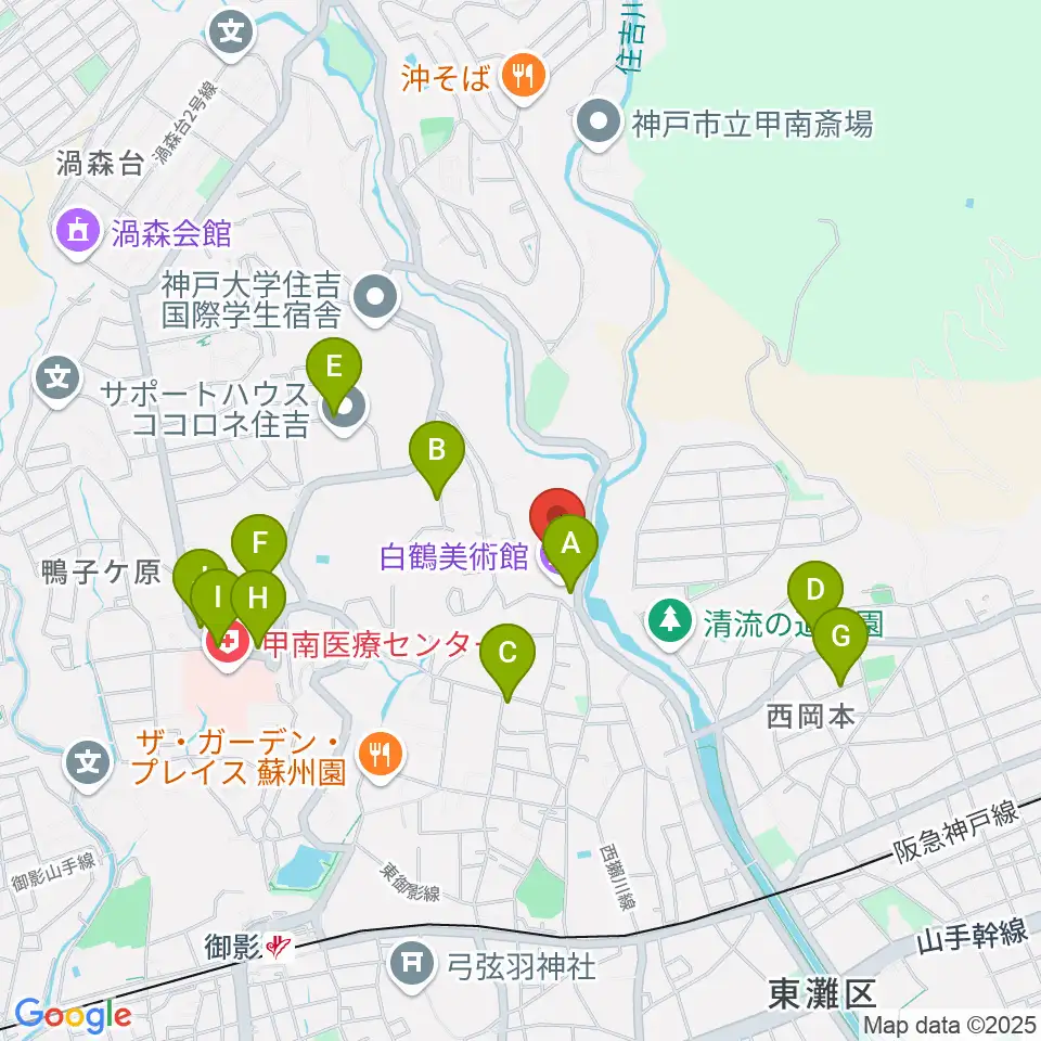 白鶴美術館周辺の駐車場・コインパーキング一覧地図