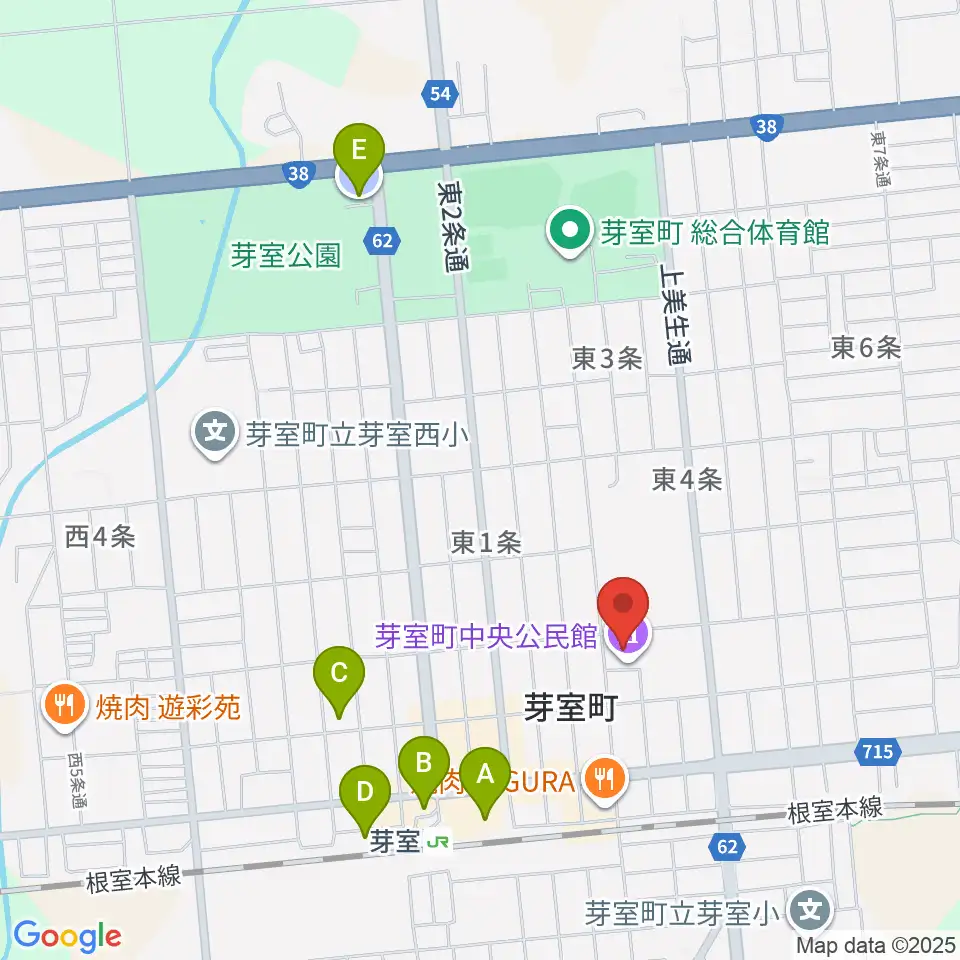 芽室町中央公民館周辺の駐車場・コインパーキング一覧地図