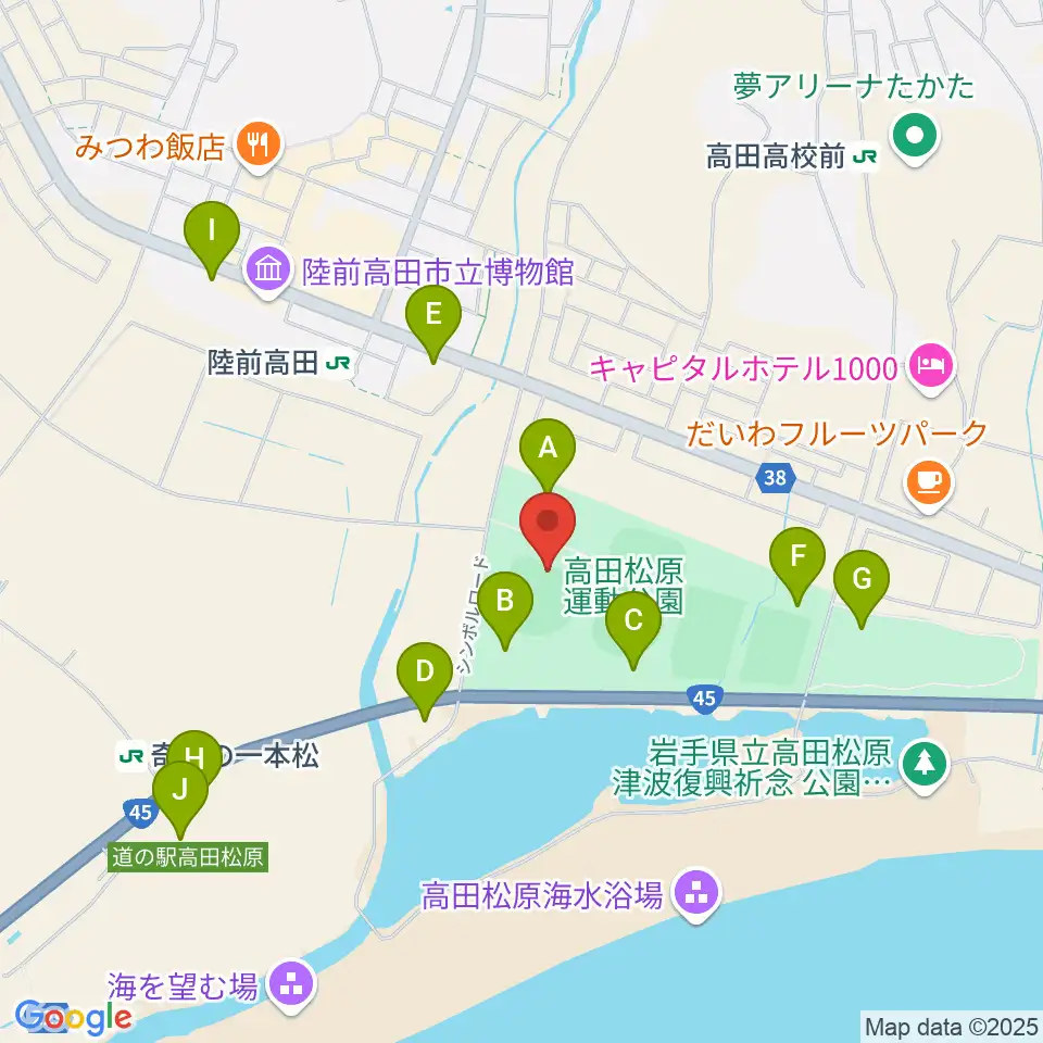 楽天イーグルス奇跡の一本松球場周辺の駐車場・コインパーキング一覧地図