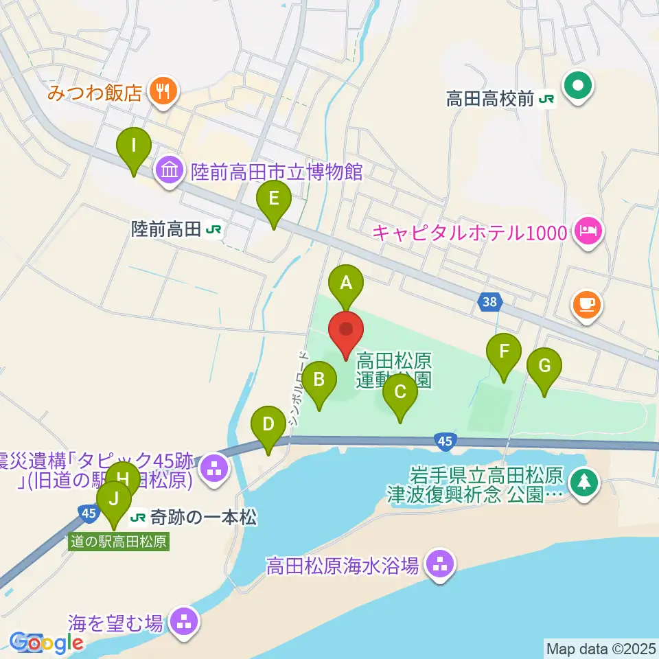 楽天イーグルス奇跡の一本松球場周辺の駐車場・コインパーキング一覧地図