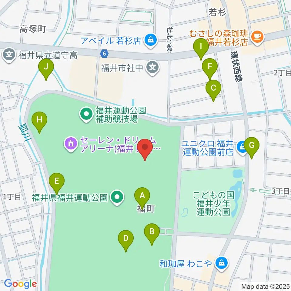 福井県営陸上競技場 9.98スタジアム周辺の駐車場・コインパーキング一覧地図
