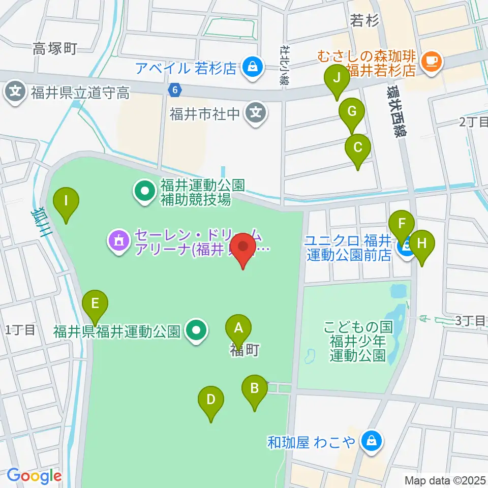 福井県営陸上競技場 9.98スタジアム周辺の駐車場・コインパーキング一覧地図