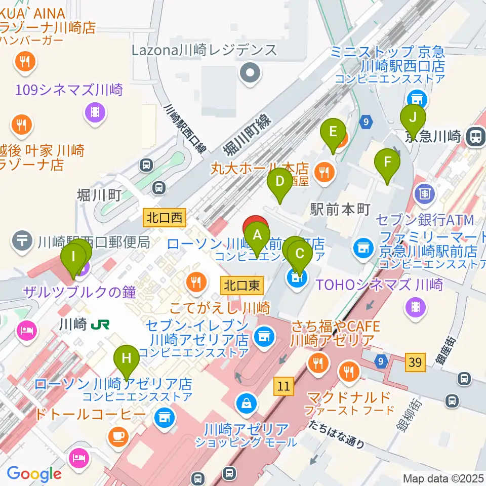 川崎浮世絵ギャラリー周辺の駐車場・コインパーキング一覧地図