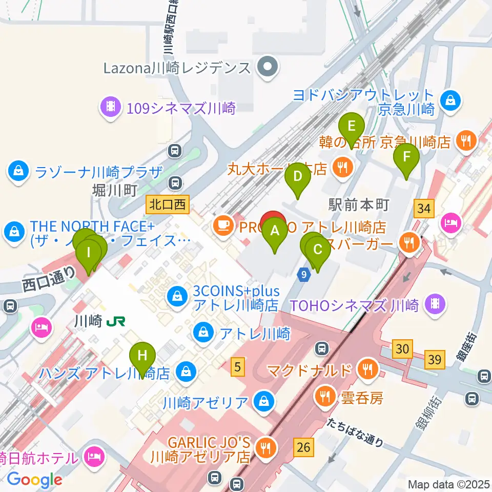 川崎浮世絵ギャラリー周辺の駐車場・コインパーキング一覧地図