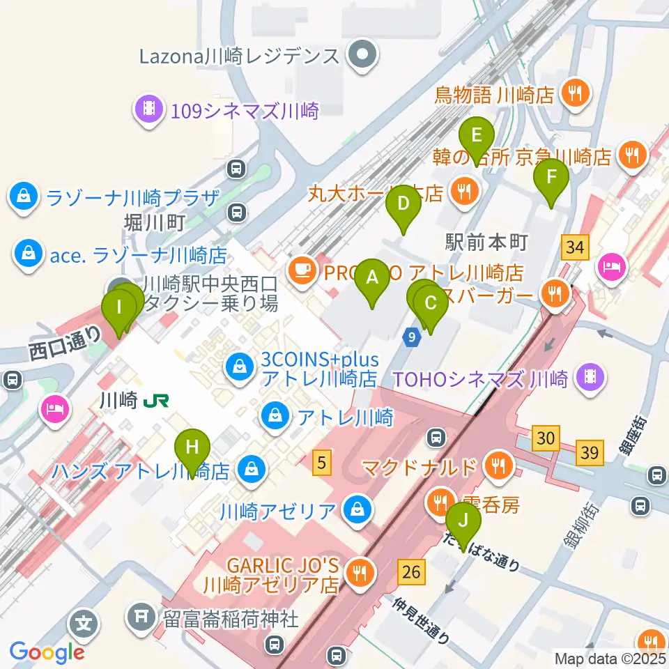 川崎浮世絵ギャラリー周辺の駐車場・コインパーキング一覧地図
