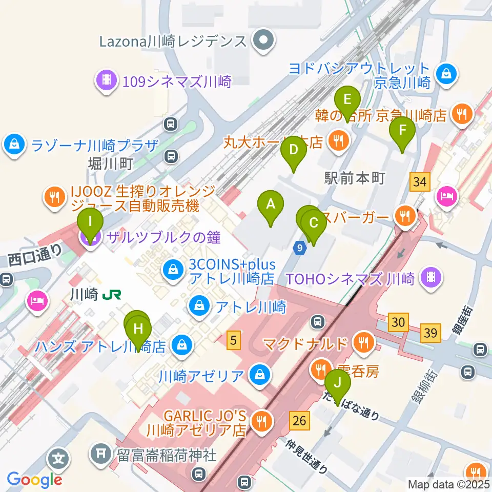 川崎浮世絵ギャラリー周辺の駐車場・コインパーキング一覧地図