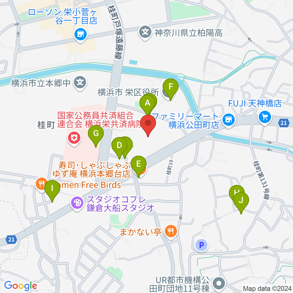 横浜市栄公会堂周辺の駐車場・コインパーキング一覧地図