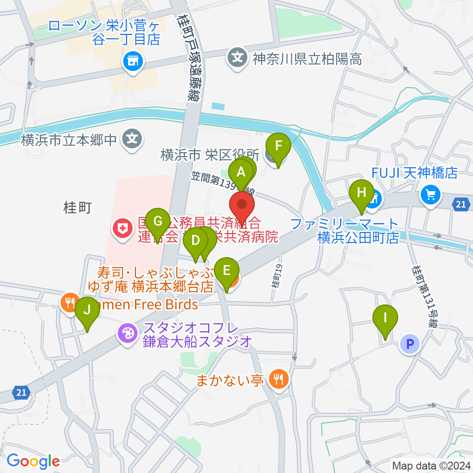 横浜市栄公会堂周辺の駐車場・コインパーキング一覧地図