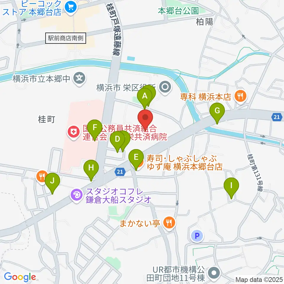 横浜市栄公会堂周辺の駐車場・コインパーキング一覧地図