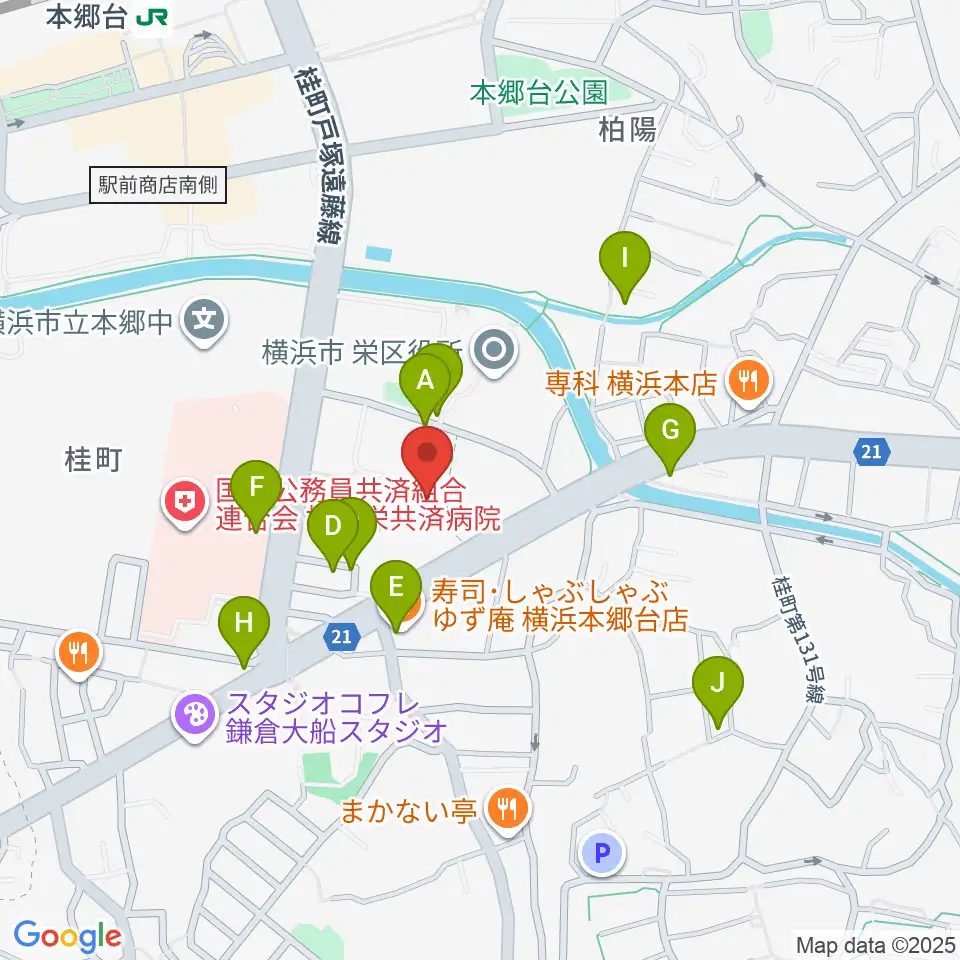 横浜市栄公会堂周辺の駐車場・コインパーキング一覧地図