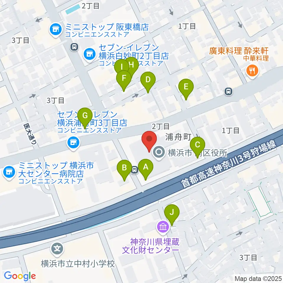 横浜市南公会堂 みなみん周辺の駐車場・コインパーキング一覧地図