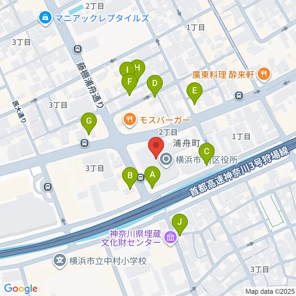 横浜市南公会堂 みなみん周辺の駐車場・コインパーキング一覧地図