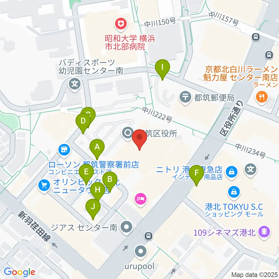 都筑公会堂周辺の駐車場・コインパーキング一覧地図