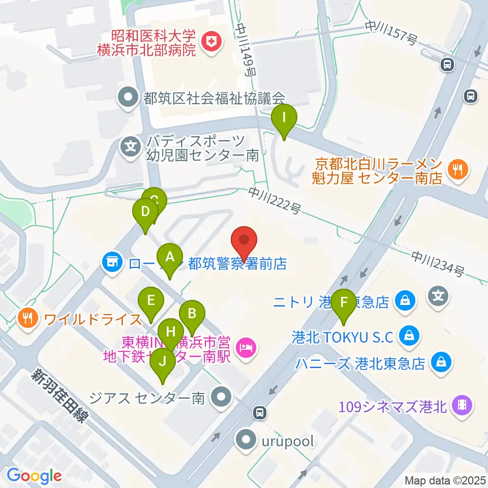 都筑公会堂周辺の駐車場・コインパーキング一覧地図