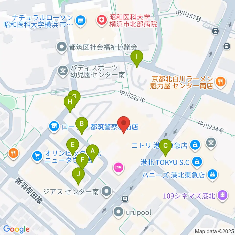 都筑公会堂周辺の駐車場・コインパーキング一覧地図