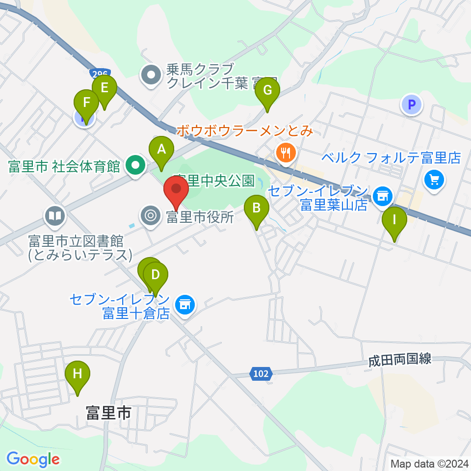 富里中央公民館周辺の駐車場・コインパーキング一覧地図