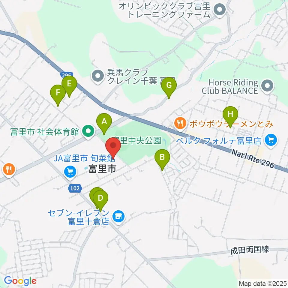 富里中央公民館周辺の駐車場・コインパーキング一覧地図