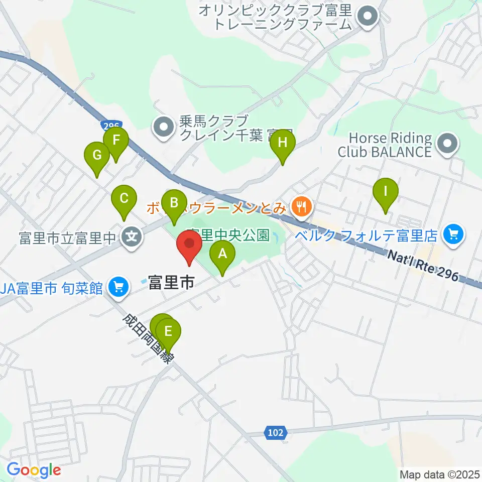 富里中央公民館周辺の駐車場・コインパーキング一覧地図