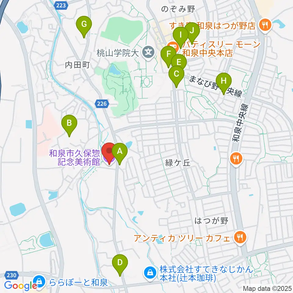 和泉市久保惣記念美術館周辺の駐車場・コインパーキング一覧地図