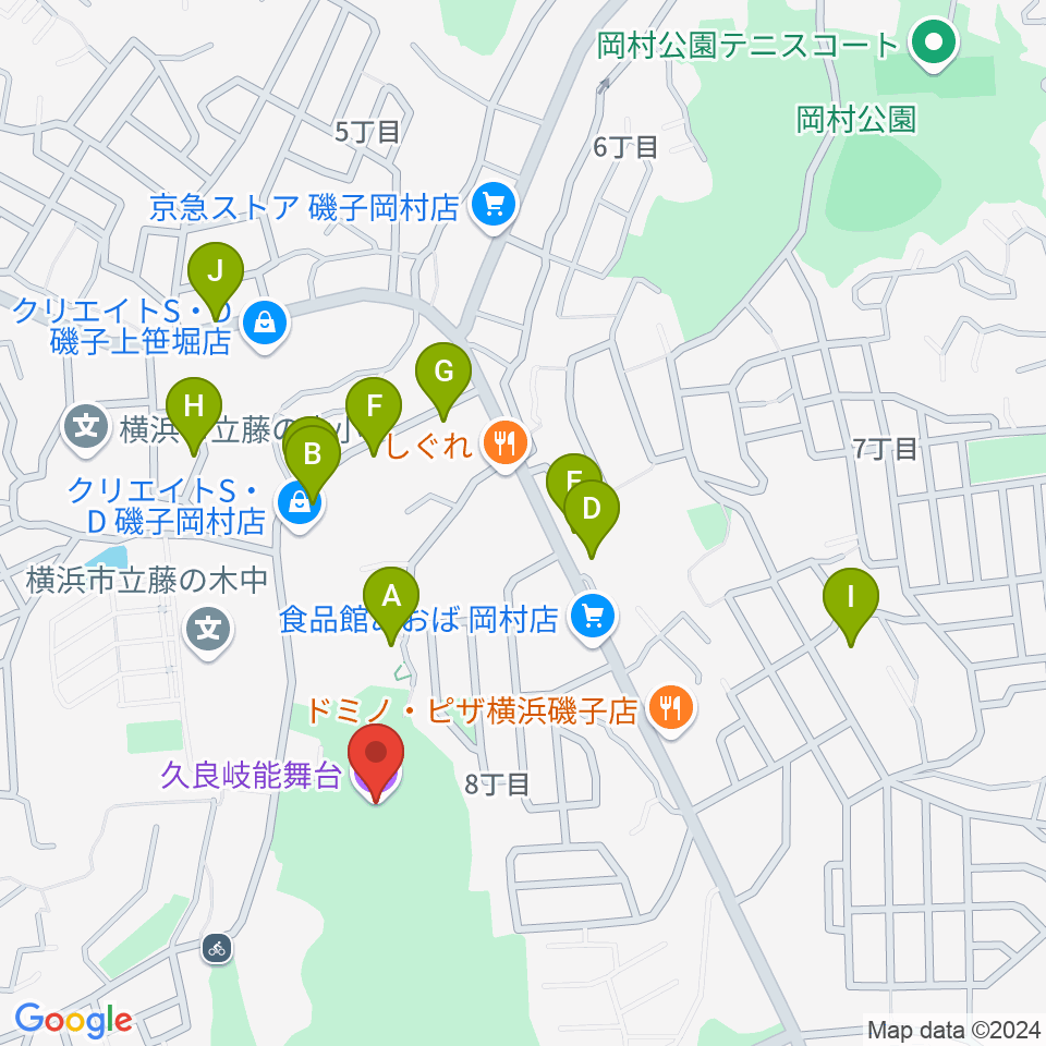 久良岐能舞台周辺の駐車場・コインパーキング一覧地図