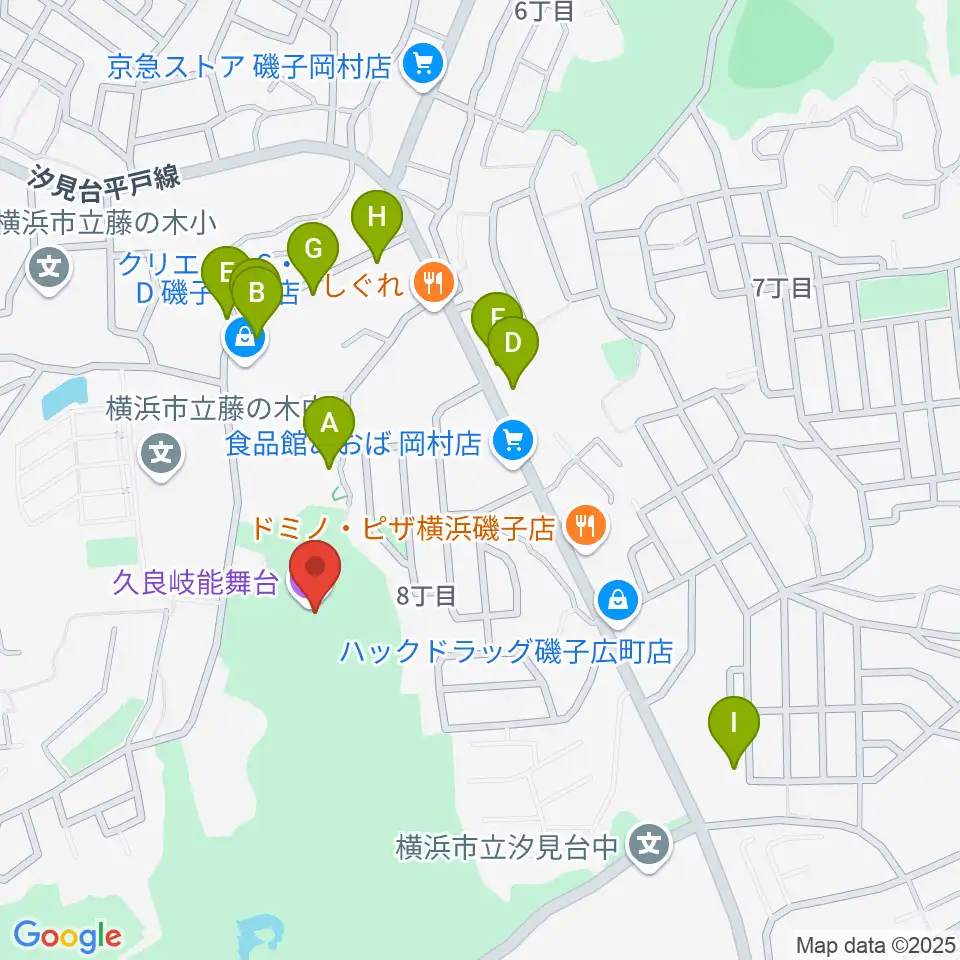 久良岐能舞台周辺の駐車場・コインパーキング一覧地図