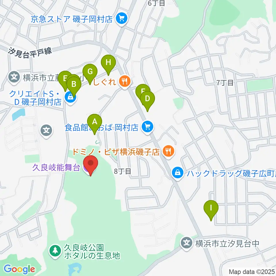 久良岐能舞台周辺の駐車場・コインパーキング一覧地図