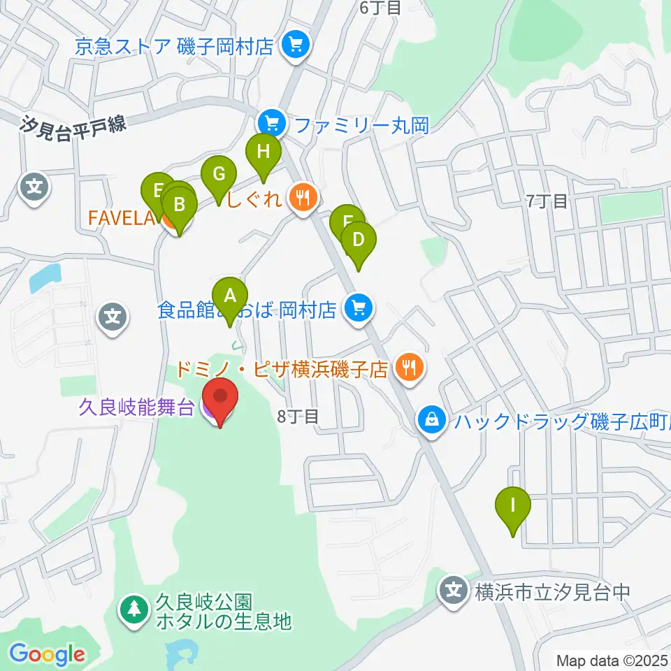 久良岐能舞台周辺の駐車場・コインパーキング一覧地図