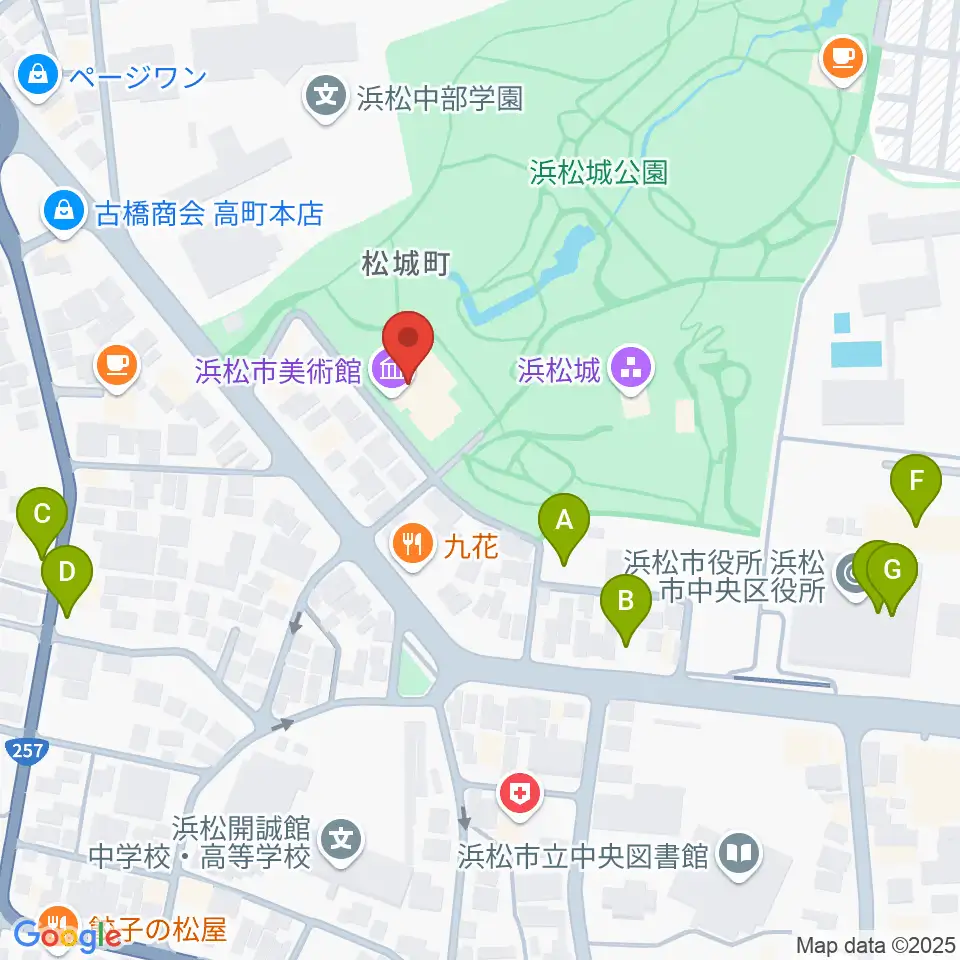 浜松市美術館周辺の駐車場・コインパーキング一覧地図