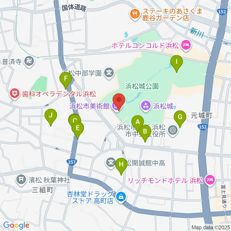 浜松市美術館周辺の駐車場・コインパーキング一覧地図