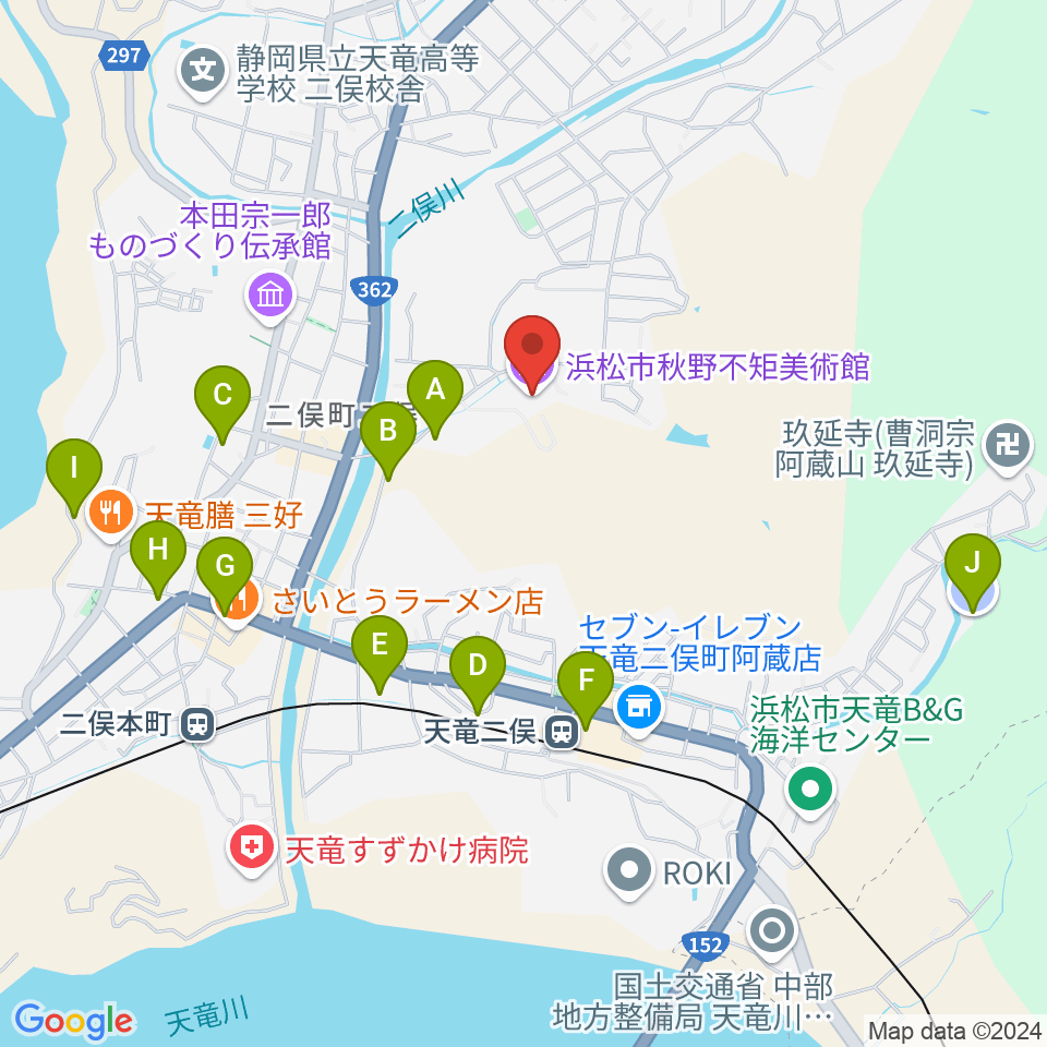 浜松市秋野不矩美術館周辺の駐車場・コインパーキング一覧地図