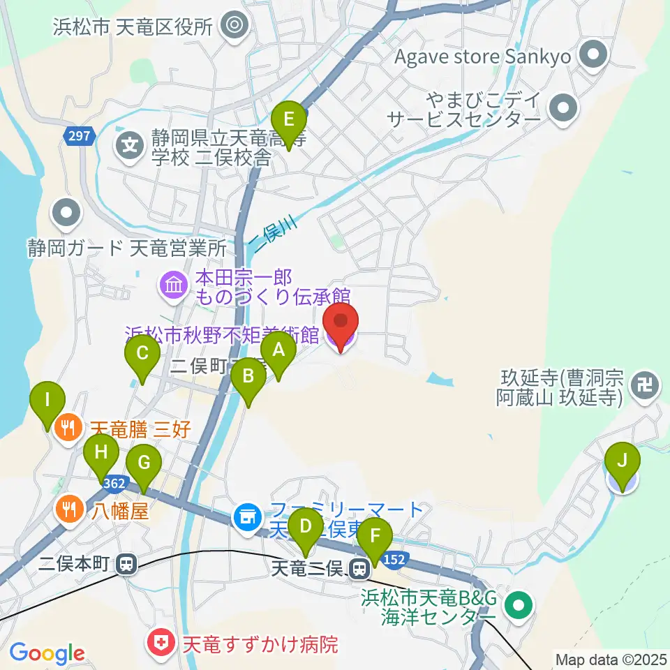 浜松市秋野不矩美術館周辺の駐車場・コインパーキング一覧地図