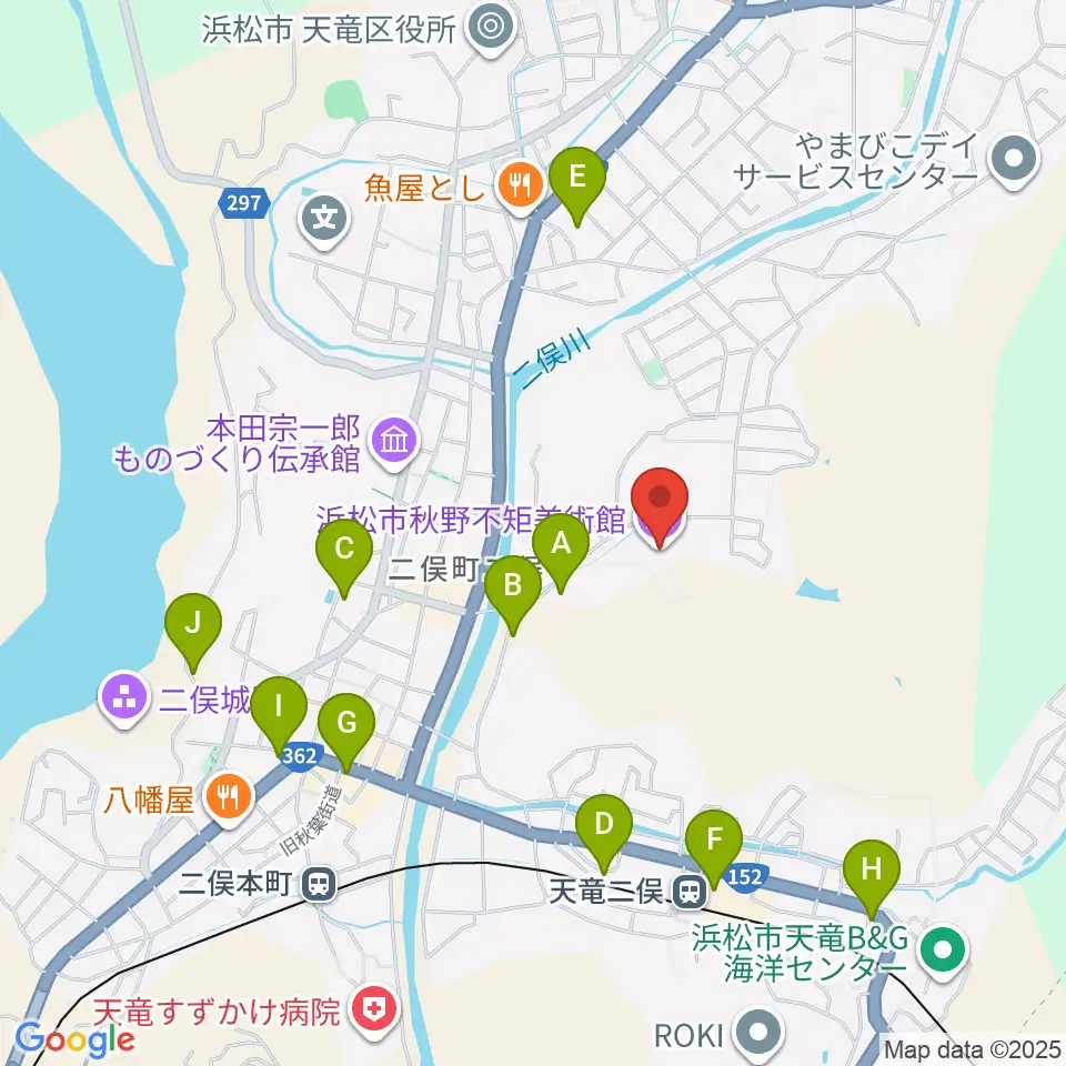 浜松市秋野不矩美術館周辺の駐車場・コインパーキング一覧地図