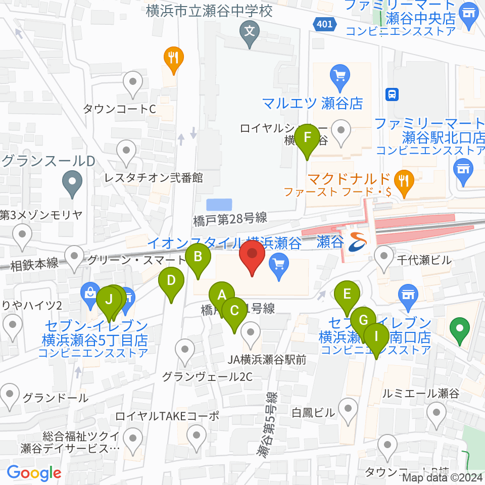 瀬谷区民文化センターあじさいプラザ周辺の駐車場・コインパーキング一覧地図