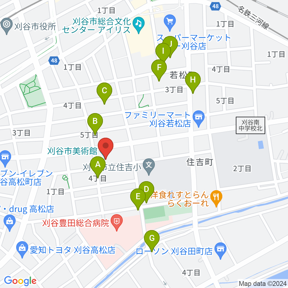 刈谷市美術館周辺の駐車場・コインパーキング一覧地図