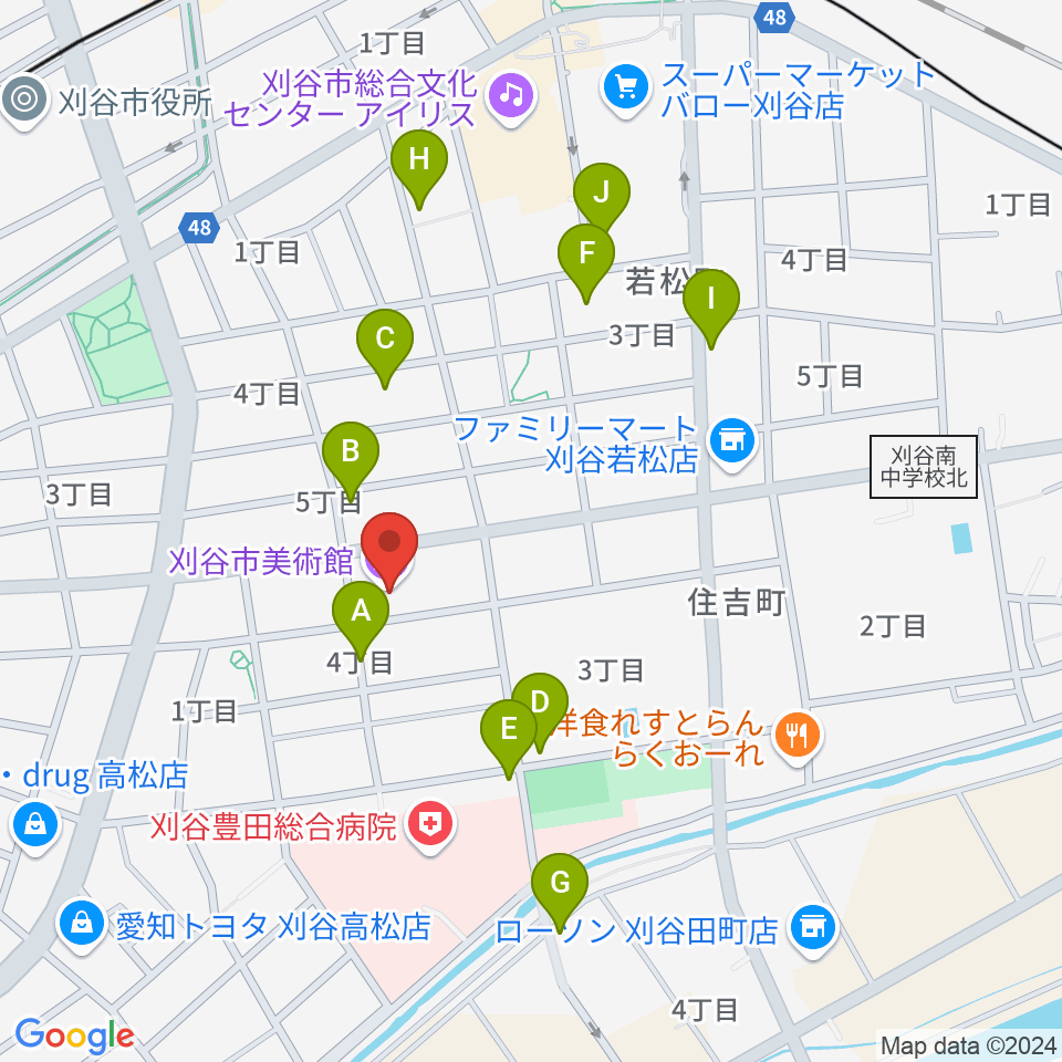 刈谷市美術館周辺の駐車場・コインパーキング一覧地図