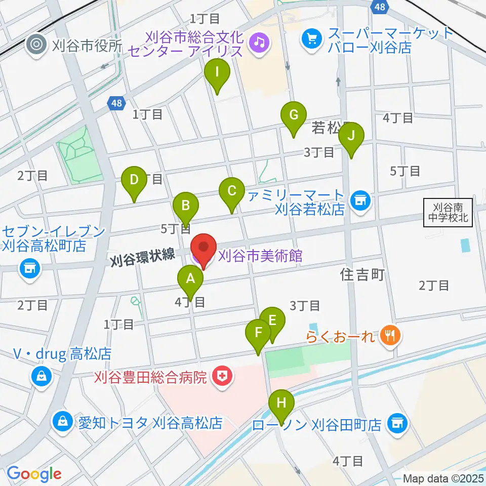 刈谷市美術館周辺の駐車場・コインパーキング一覧地図
