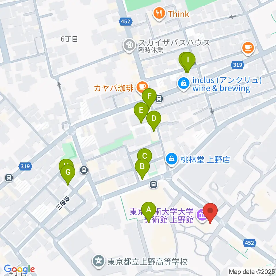 東京藝術大学大学美術館周辺の駐車場・コインパーキング一覧地図