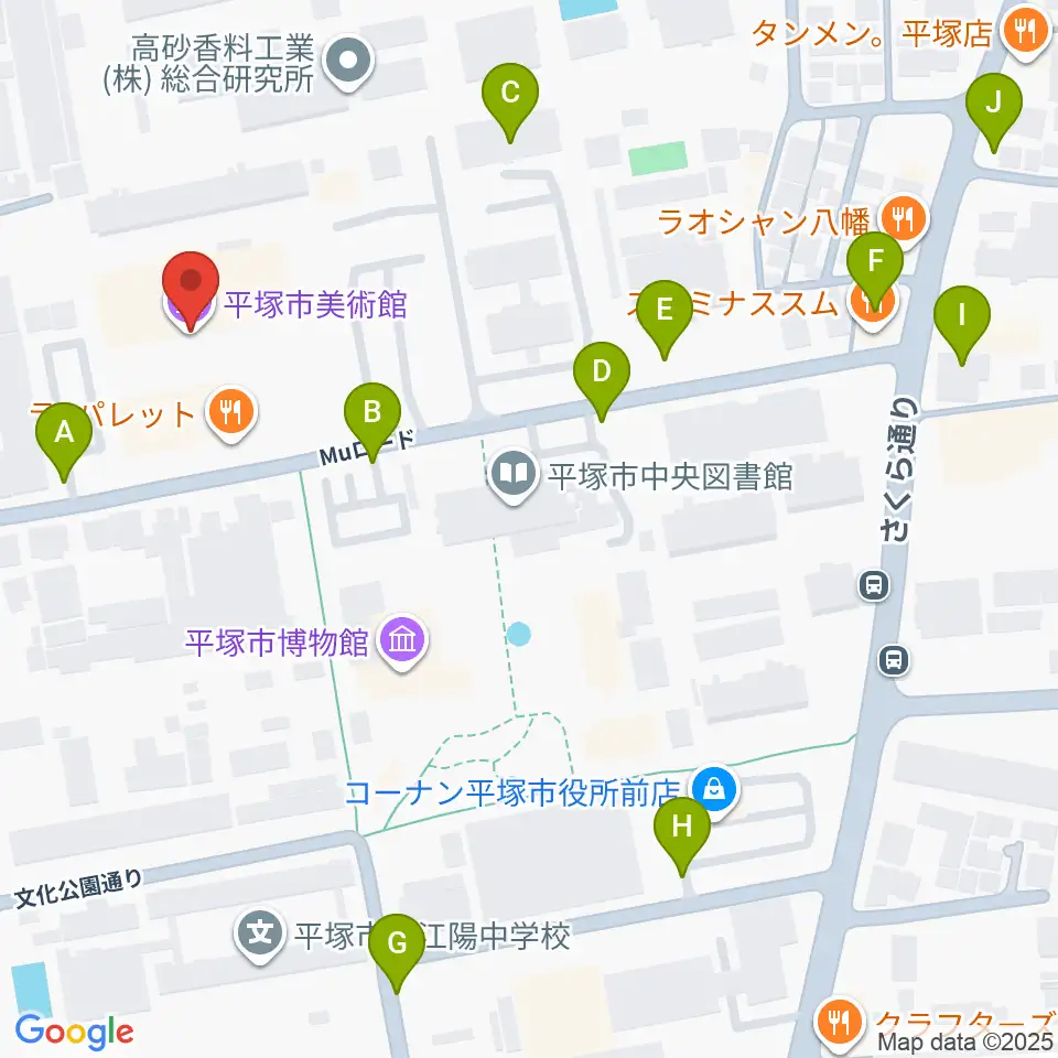 平塚市美術館周辺の駐車場・コインパーキング一覧地図