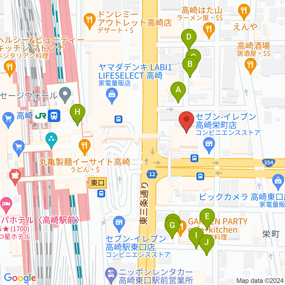 高崎市タワー美術館周辺の駐車場・コインパーキング一覧地図