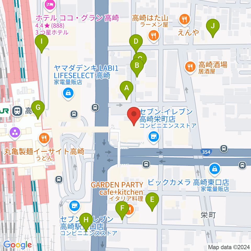 高崎市タワー美術館周辺の駐車場・コインパーキング一覧地図