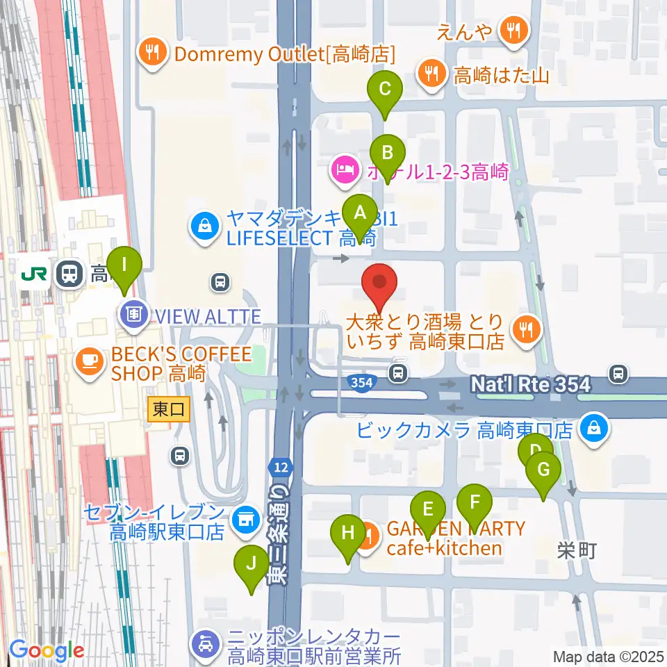 高崎市タワー美術館周辺の駐車場・コインパーキング一覧地図