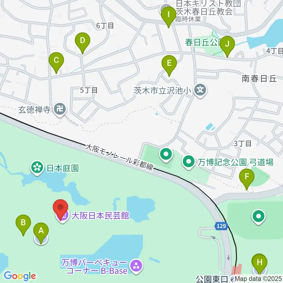大阪日本民芸館周辺の駐車場・コインパーキング一覧地図