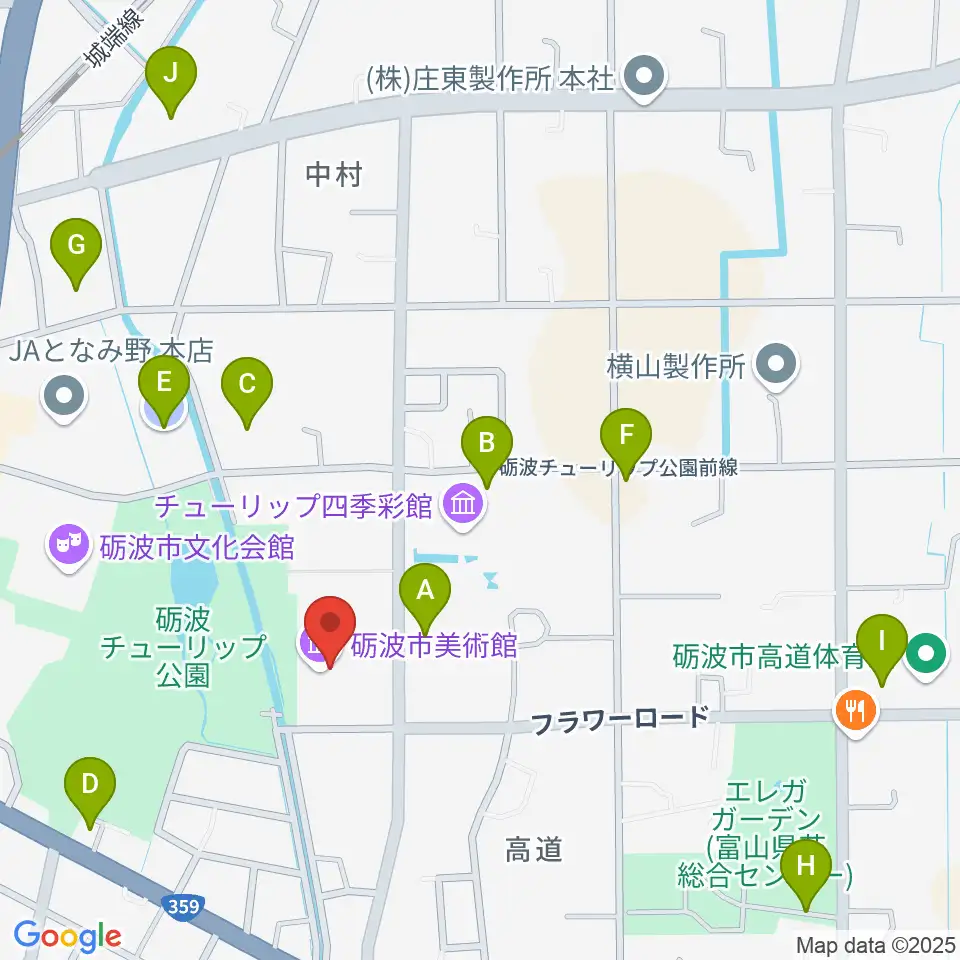 砺波市美術館周辺の駐車場・コインパーキング一覧地図