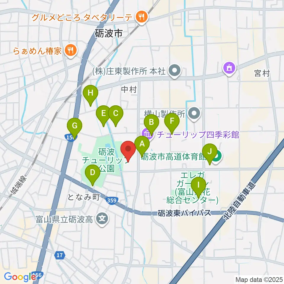 砺波市美術館周辺の駐車場・コインパーキング一覧地図