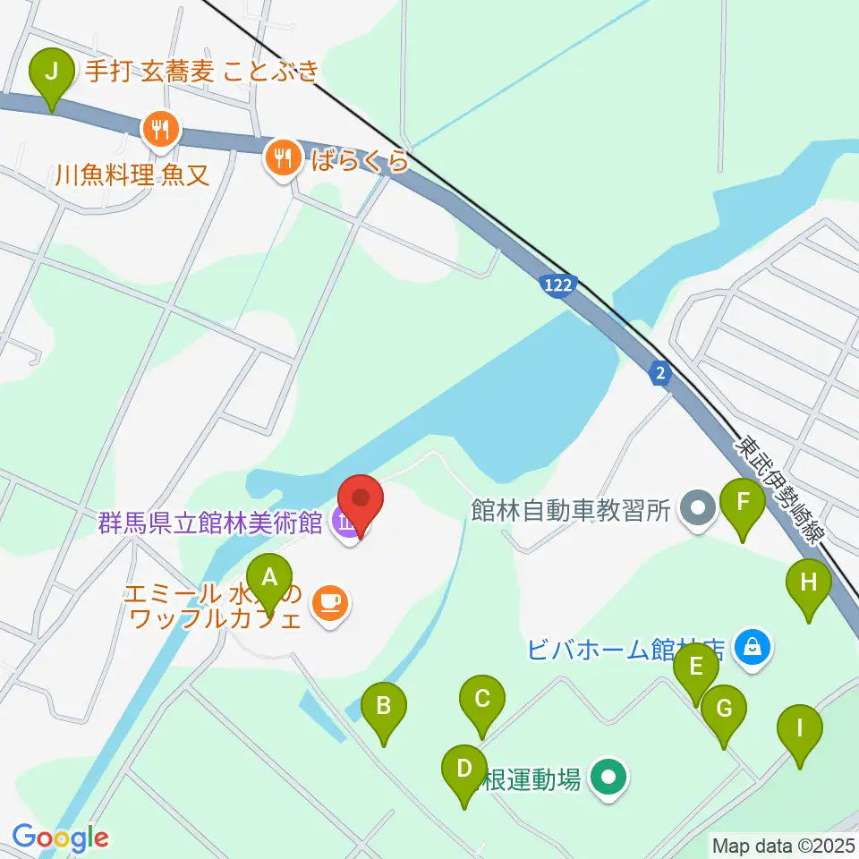 群馬県立館林美術館周辺の駐車場・コインパーキング一覧地図